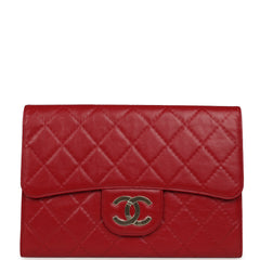 Chanel XXL CC Clutch Red Shiny Crumpled Calfskin Gold Hardware
