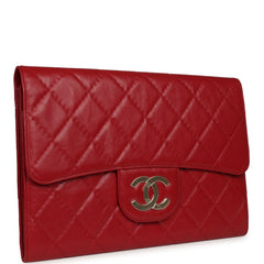 Chanel XXL CC Clutch Red Shiny Crumpled Calfskin Gold Hardware