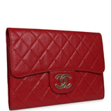Chanel XXL CC Clutch Red Shiny Crumpled Calfskin Gold Hardware - Thumbnail View 2