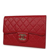 Chanel XXL CC Clutch Red Shiny Crumpled Calfskin Gold Hardware - Thumbnail View 6