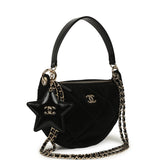 Chanel Coco Neige Clutch with Chain Black Velvet-Effect Nylon and Black Shiny Crumpled Calfskin Light Gold Hardware - Thumbnail View 2
