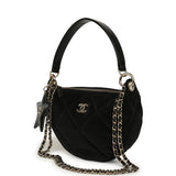 Chanel Coco Neige Clutch with Chain Black Velvet-Effect Nylon and Black Shiny Crumpled Calfskin Light Gold Hardware - Thumbnail View 5