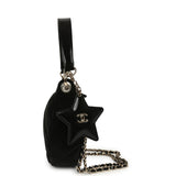 Chanel Coco Neige Clutch with Chain Black Velvet-Effect Nylon and Black Shiny Crumpled Calfskin Light Gold Hardware - Thumbnail View 3