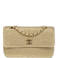 Chanel Small Coco Beach Small Flap Bag Light Gold Braided Raffia Gold Hardware