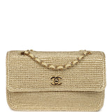 Chanel Small Coco Beach Small Flap Bag Light Gold Braided Raffia Gold Hardware - Thumbnail View 1