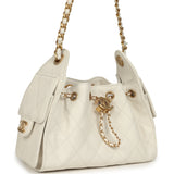 Chanel Mini 25 Hobo Bag White Caviar Antique Gold Hardware - Thumbnail View 2
