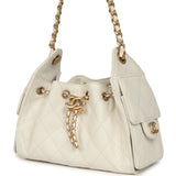 Chanel Mini 25 Hobo Bag White Caviar Antique Gold Hardware - Thumbnail View 5