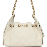 Chanel Mini 25 Hobo Bag White Caviar Antique Gold Hardware - Thumbnail View 4