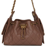 Chanel Mini 25 Hobo Bag Brown Caviar Antique Gold Hardware - Thumbnail View 1