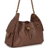 Chanel Mini 25 Hobo Bag Brown Caviar Antique Gold Hardware - Thumbnail View 2