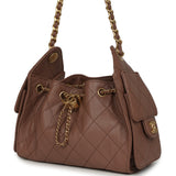 Chanel Mini 25 Hobo Bag Brown Caviar Antique Gold Hardware - Thumbnail View 5