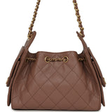 Chanel Mini 25 Hobo Bag Brown Caviar Antique Gold Hardware - Thumbnail View 4
