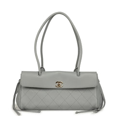 Chanel Small "Urban Essential" East West Shopping Tote Light Grey Caviar Gold Hardware
