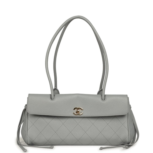 Chanel Small "Urban Essential" East West Shopping Tote Light Grey Caviar Gold Hardware