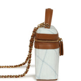 Chanel Coco Beach Top Handle Long Vanity Case with Chain Light Blue Denim and Brown Calfskin Gold Hardware - Thumbnail View 3