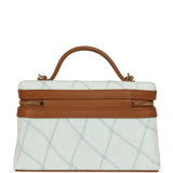 Chanel Coco Beach Top Handle Long Vanity Case with Chain Light Blue Denim and Brown Calfskin Gold Hardware - Thumbnail View 4