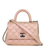 Chanel Micro Coco Top Handle Flap Iridescent Pink Shiny Caviar Mixed Metal Hardware - Thumbnail View 1