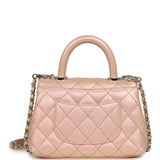 Chanel Micro Coco Top Handle Flap Iridescent Pink Shiny Caviar Mixed Metal Hardware - Thumbnail View 4