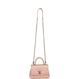 Chanel Micro Coco Top Handle Flap Iridescent Pink Shiny Caviar Mixed Metal Hardware - Thumbnail View 7