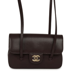 Chanel Mini Preppy Coco Clutch with Straps Dark Brown Shiny Caviar Brushed Gold Hardware