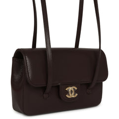 Chanel Mini Preppy Coco Clutch with Straps Dark Brown Shiny Caviar Brushed Gold Hardware