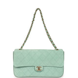 Chanel Maxi "Souplissimo" Small Flap Bag Green Beige Suede Gold Hardware - Thumbnail View 7
