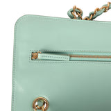 Chanel Maxi "Souplissimo" Small Flap Bag Green Beige Suede Gold Hardware - Thumbnail View 8