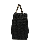 Chanel Coco Beach CC Shopping Tote Black Raffia and Calfskin Gold Hardware - Thumbnail View 3