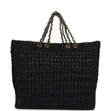 Chanel Coco Beach CC Shopping Tote Black Raffia and Calfskin Gold Hardware - Thumbnail View 4