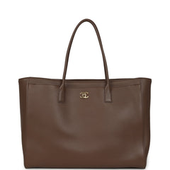 Chanel Large Cerf Shopping Bag Brown Calfskin Gold Hardware