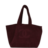 Chanel Coco Beach CC Beach Tote Bag & Towel Set Burgundy Terry Silver Hardware - Thumbnail View 7