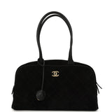 Chanel Large "Perfect Bowling" Bag Black Suede Gold Hardware - Thumbnail View 1
