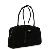 Chanel Large "Perfect Bowling" Bag Black Suede Gold Hardware - Thumbnail View 2