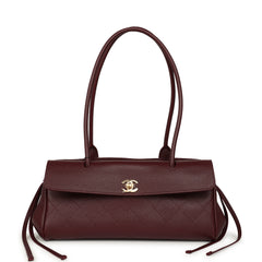 Chanel Small "Urban Essential" East West Shopping Tote Dark Burgundy Caviar Gold Hardware