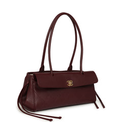 Chanel Small "Urban Essential" East West Shopping Tote Dark Burgundy Caviar Gold Hardware