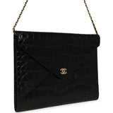 Chanel Envelope Clutch with Chain Black Croc Embossed Calfskin Gold Hardware - Thumbnail View 2
