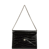 Chanel Envelope Clutch with Chain Black Croc Embossed Calfskin Gold Hardware - Thumbnail View 7