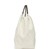 Chanel Maxi Coco Beach Cambon Hobo Bag White Denim and Black Calfskin Brushed Gold Hardware - Thumbnail View 3