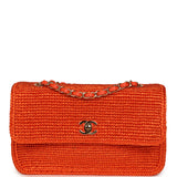 Chanel Small Coco Beach Small Flap Bag Orange Braided Raffia Gold Hardware - Thumbnail View 1