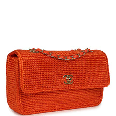 Chanel Small Coco Beach Small Flap Bag Orange Braided Raffia Gold Hardware