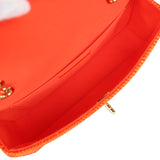 Chanel Small Coco Beach Small Flap Bag Orange Braided Raffia Gold Hardware - Thumbnail View 8