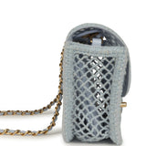 Chanel Small Coco Beach Macrame Flap Bag Light Blue Mesh Gold Hardware - Thumbnail View 3