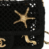 Chanel Small Coco Beach Macrame Charms Flap Bag Black Mesh Gold Hardware - Thumbnail View 7