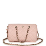 Chanel Mini Timeless Classic Barrel Bag with Chain Light Pink Shiny Caviar Light Gold Hardware - Thumbnail View 1
