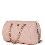 Chanel Mini Timeless Classic Barrel Bag with Chain Light Pink Shiny Caviar Light Gold Hardware - Thumbnail View 5