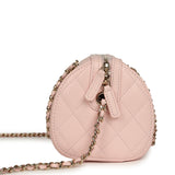 Chanel Mini Timeless Classic Barrel Bag with Chain Light Pink Shiny Caviar Light Gold Hardware - Thumbnail View 3