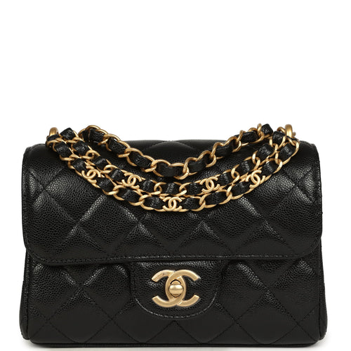 Chanel Mini "CC Vibe" Flap Bag Black Shiny Caviar Brushed Gold Hardware