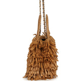 Chanel Small Fringe Kelly Dark Beige Raffia Wood and Light Gold Hardware - Thumbnail View 3