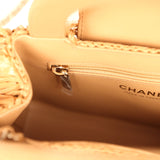Chanel Small Fringe Kelly Dark Beige Raffia Wood and Light Gold Hardware - Thumbnail View 10
