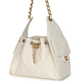 Chanel Small 25 Hobo Bag White Caviar Antique Gold Hardware - Thumbnail View 5